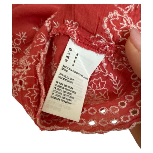 American Eagle Outfitters Boho Coral color Embroidery/ fringe detail sz Medium - Picture 5 of 5